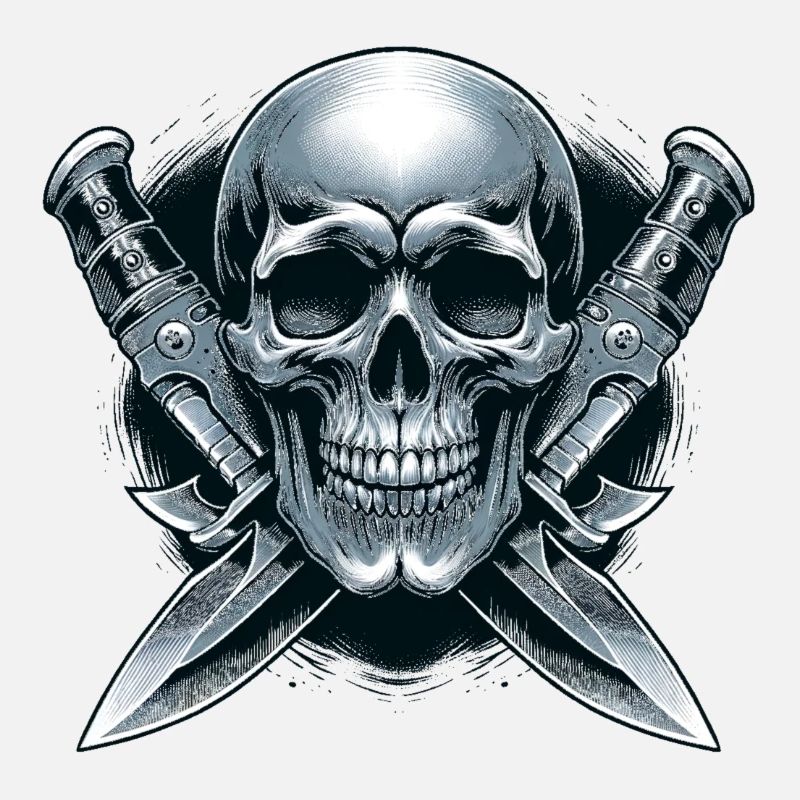 Twin Blades: Skull Between Daggers