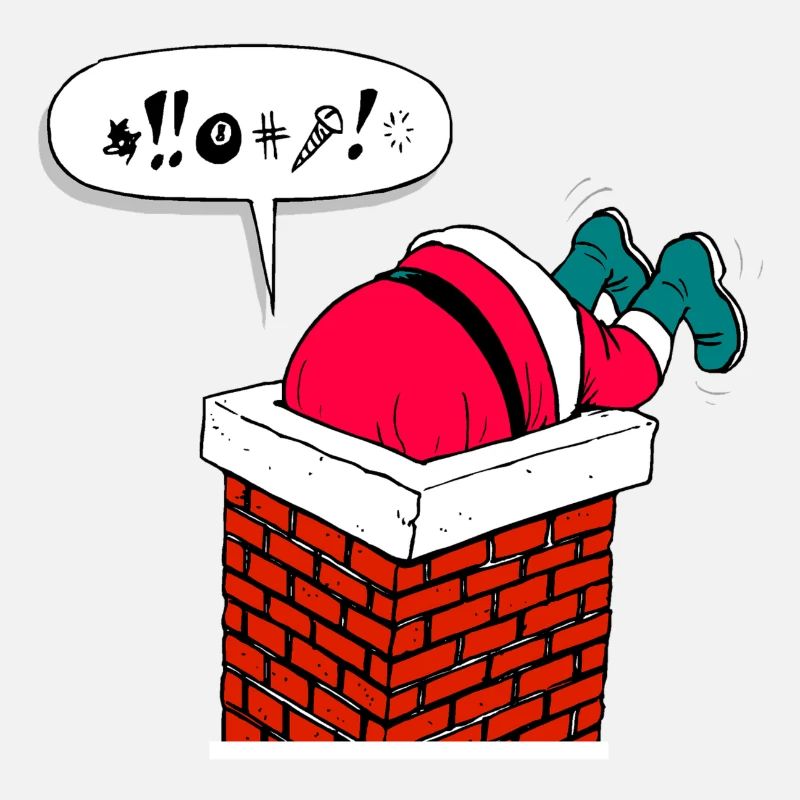 Père Noël drôle de Noël dans la cheminée