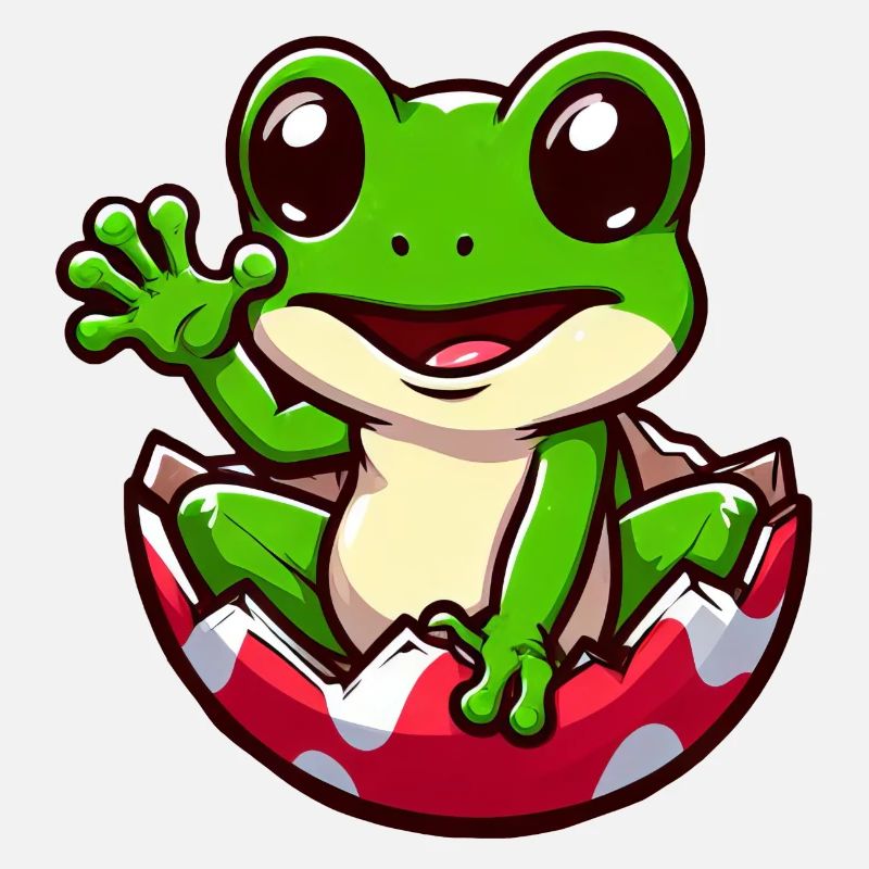 Oeuf de Pâques coloré avec conception de grenouille éclosion