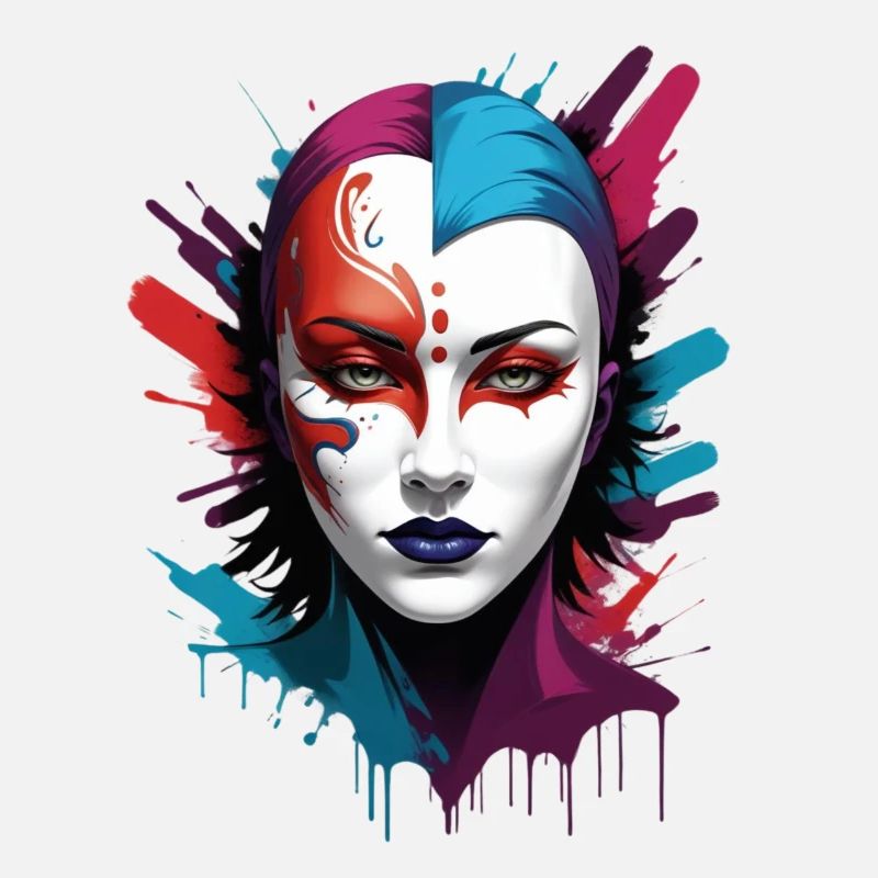 "Chromatic Chic: Die Farbenfrohe Maskenträgerin"