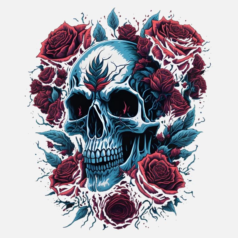 Crâne avec des fleurs de roses