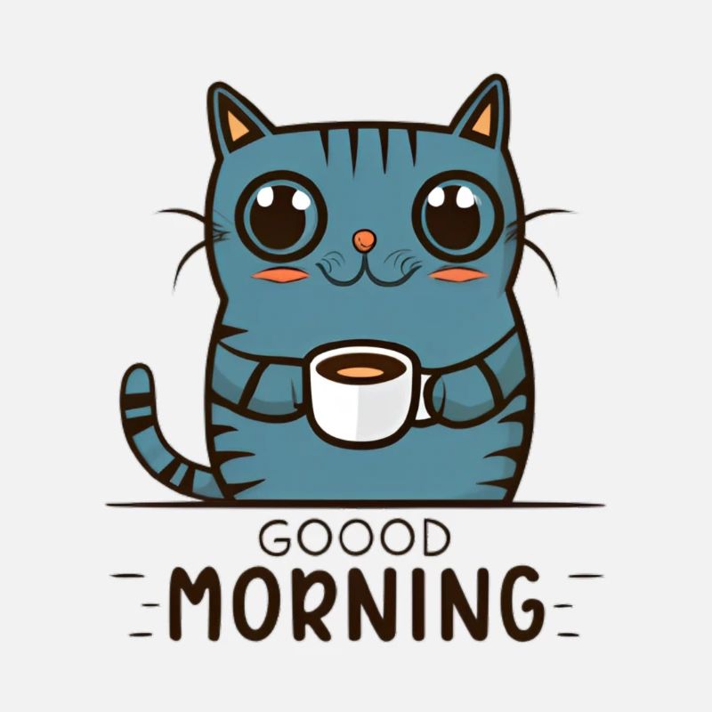 Kaffe Katze am Morgen