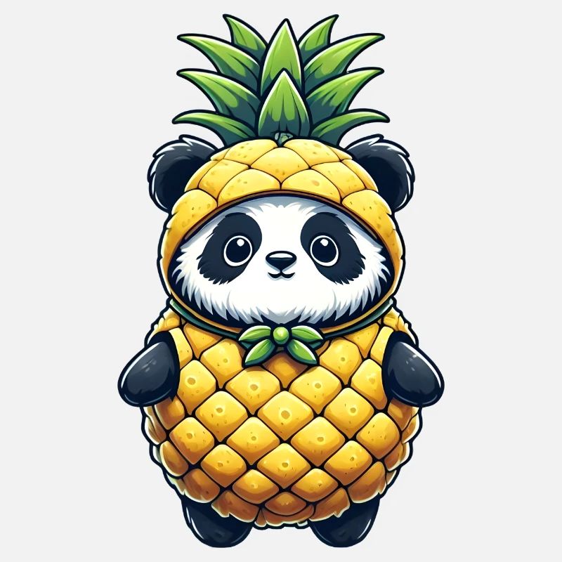 Panda im Ananas-Kostüm