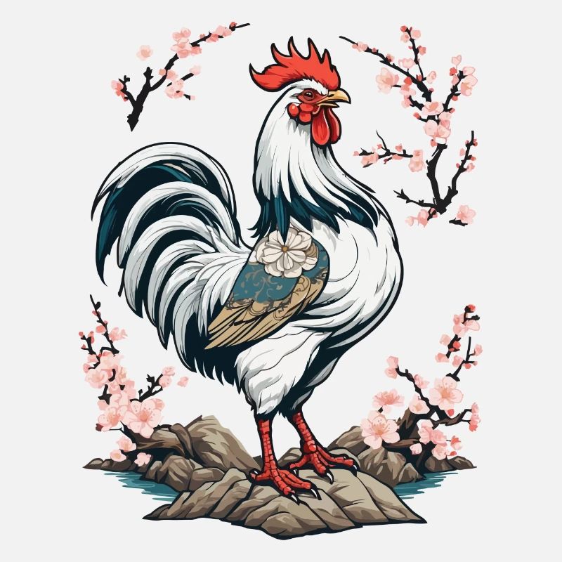 Conception esthétique de fleurs de cerisier de coq japonais