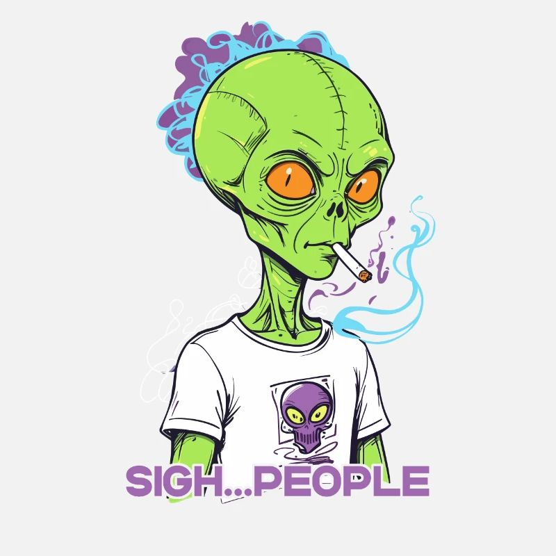 Funny Alien Saying Cigarette Smoke