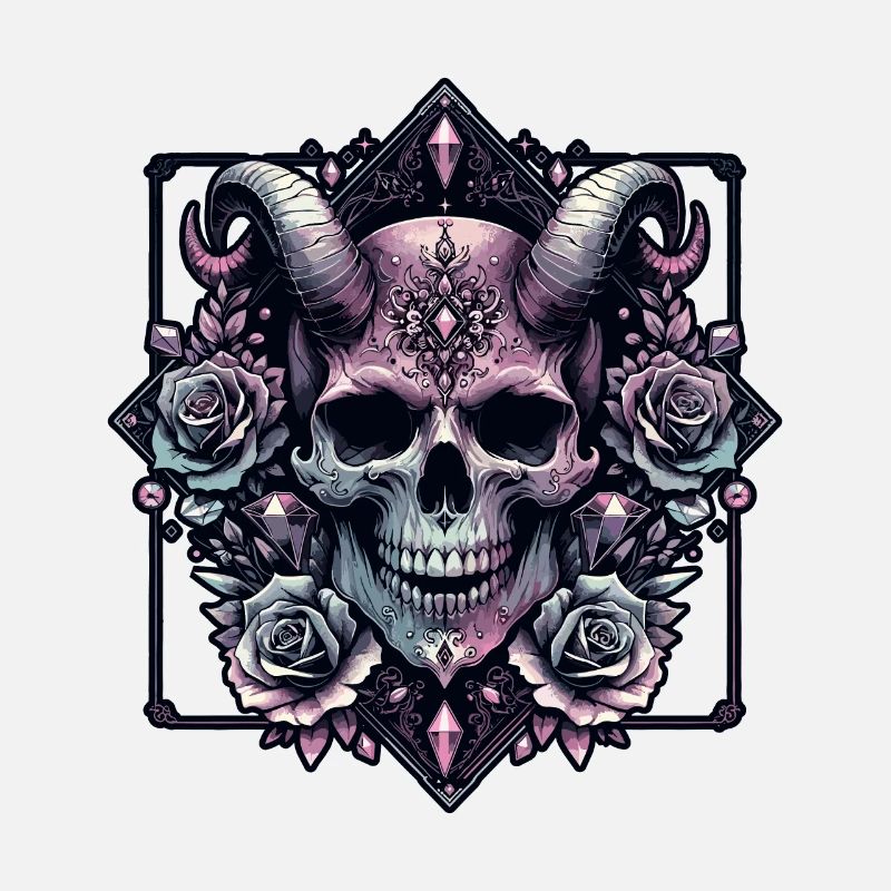 Pastel Goth Aesthetic Dark Skull Design