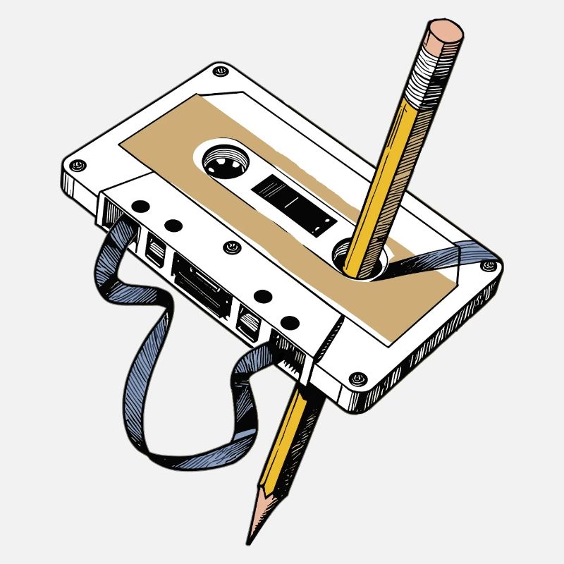 Retro Kassette mit Bleistift 80er Bandsalat analog