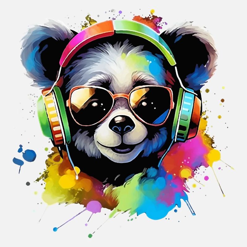 Mignon bébé panda ours avec casque cadeau ours