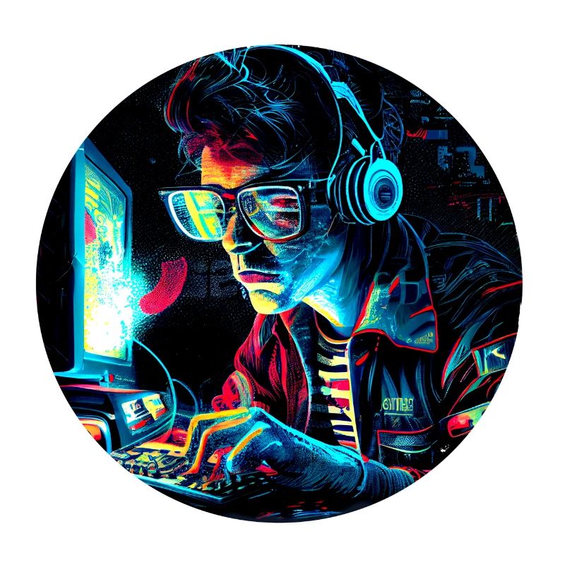 Futuristic 80s Retro Trash PC Nerd