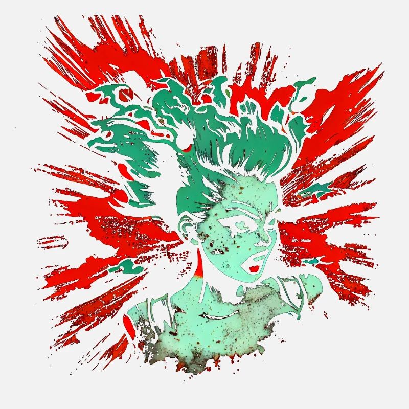 Cooles Psychobilly Comic Design - Grüne Frau