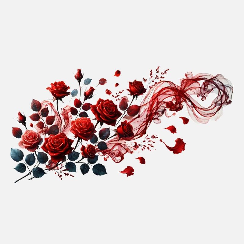 Roses rouges avec une élégante boucle de fumée