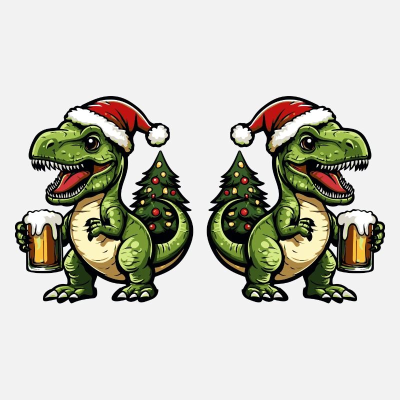 Dinosaur T-Rex Christmas Beer Team