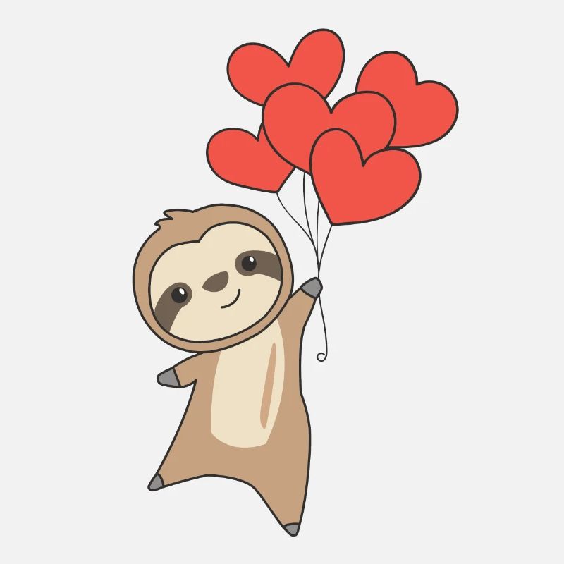 Sloth for Valentine's Day cute animals with hearts