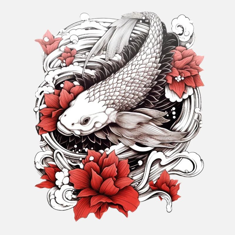 Koi fish with flowers | Japanese design