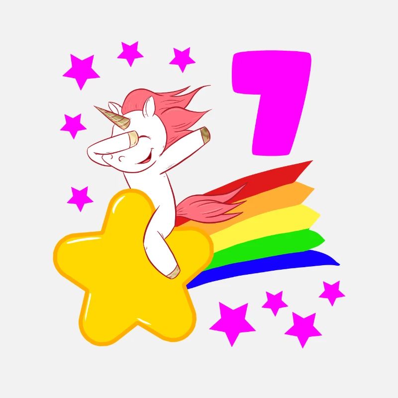 7 Siebter Geburtstag 7 Bday Mädchen Einhorn