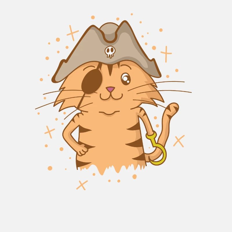 Pirate chat avec chapeau de pirate crochet
