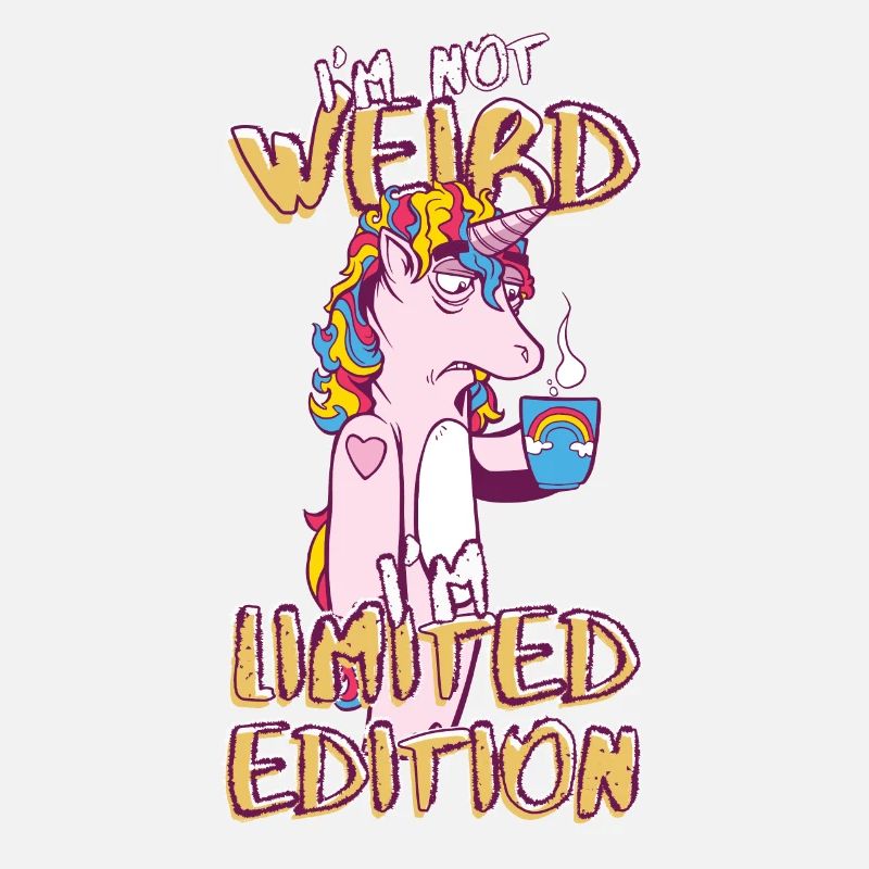 Cartoon Einhorn mit Kaffeetasse - Limited Edition