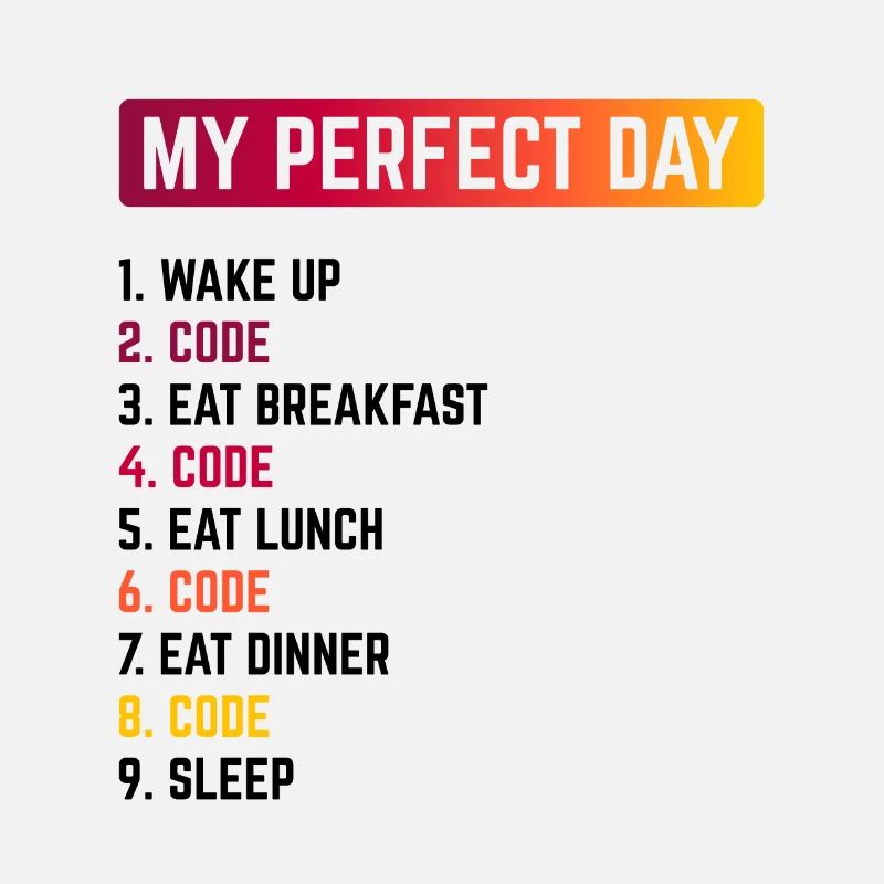My Perfect Day Wake Up Code Software Developer Pro