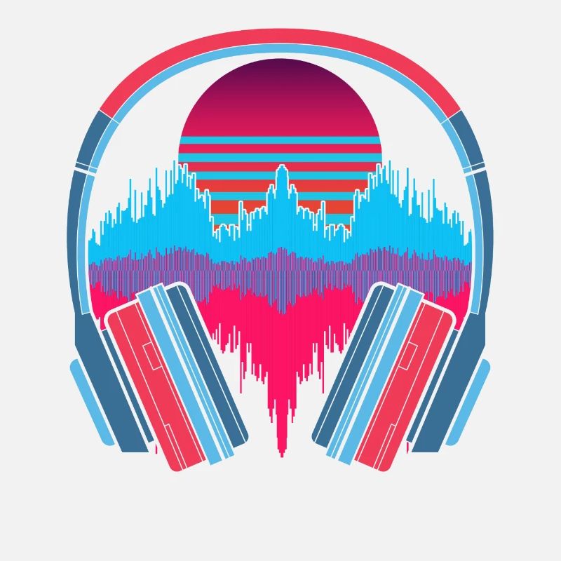 Musik Geschenk Kopfhörer 90er Synthwave Soundwave