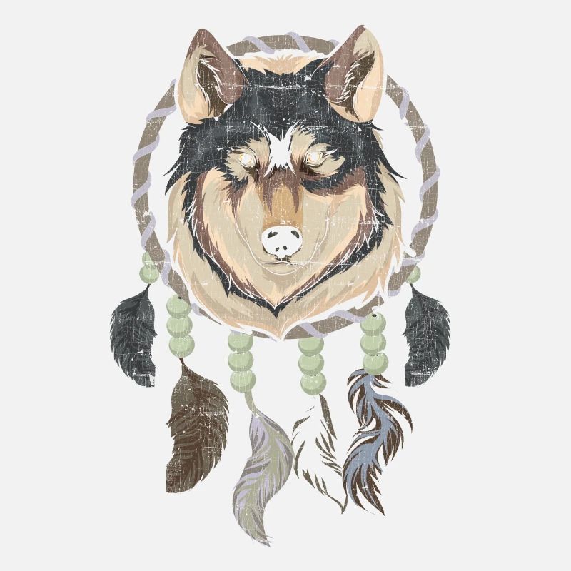 Indianer Federn Boho Traumfänger Wolf