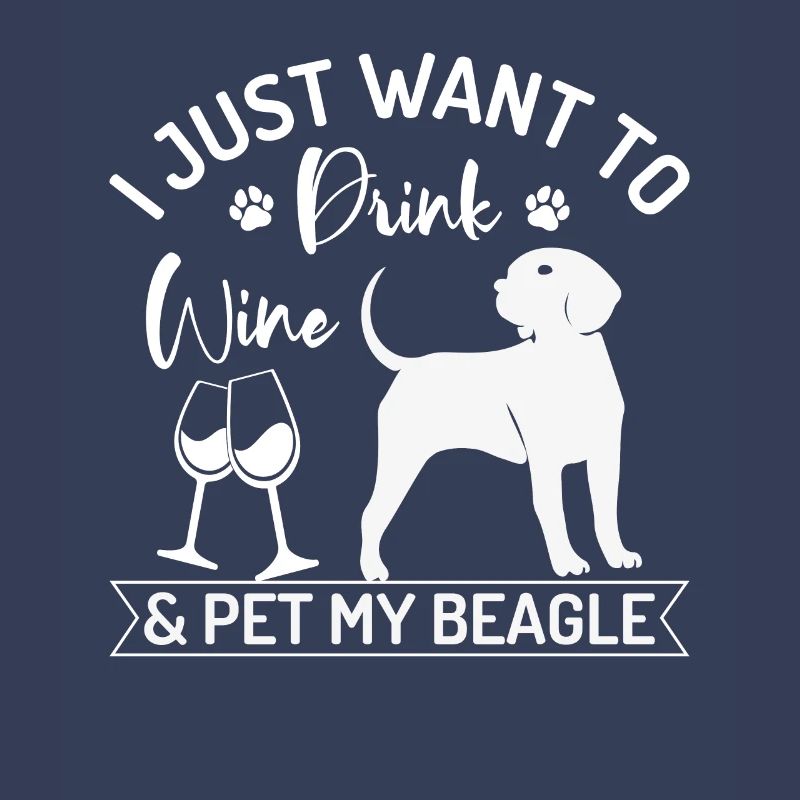 Wine Drinking and Beagle Stroking Funny Graphics