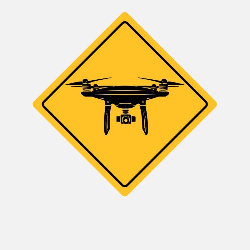 Drone with warning sign Drone flyer