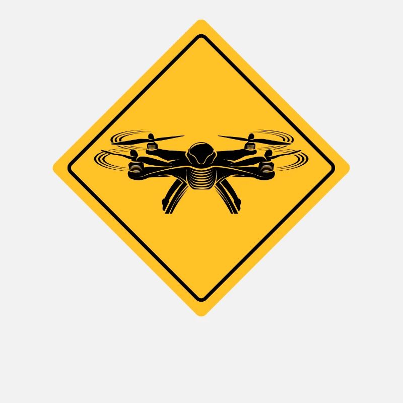 Drone with warning sign Drone flyer
