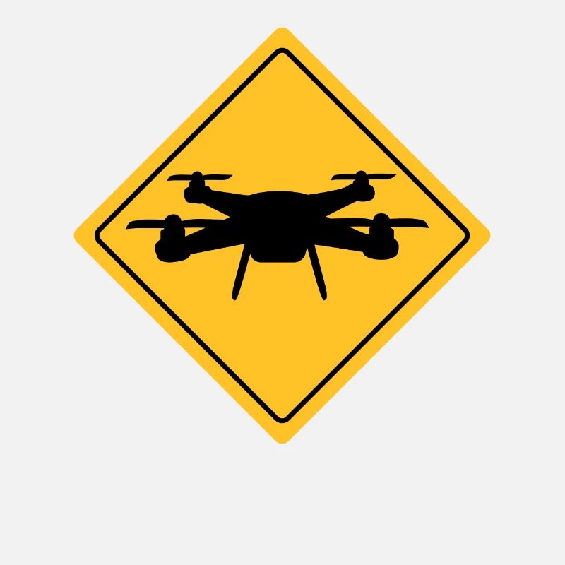 Drone with warning sign Drone flyer