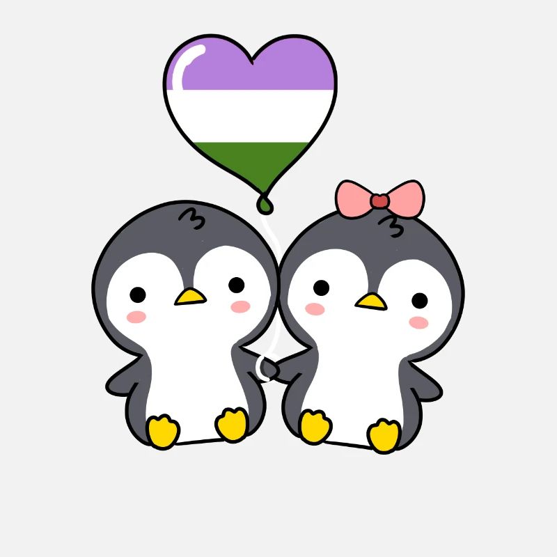 Couple de pingouins Genderqueer Pride