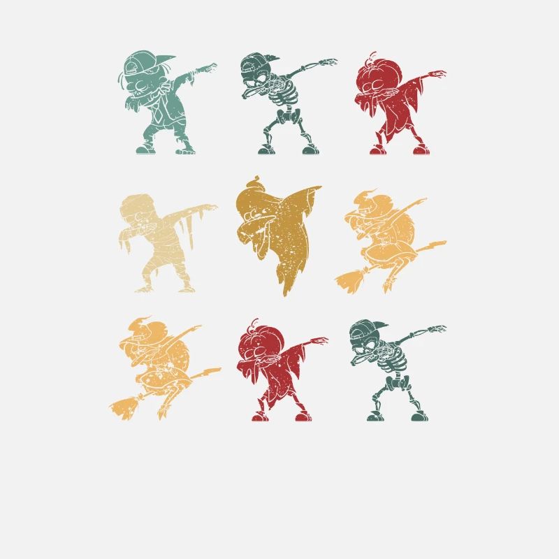 Dabbing Halloween Skeleton Zombie Ghost Witch Scary