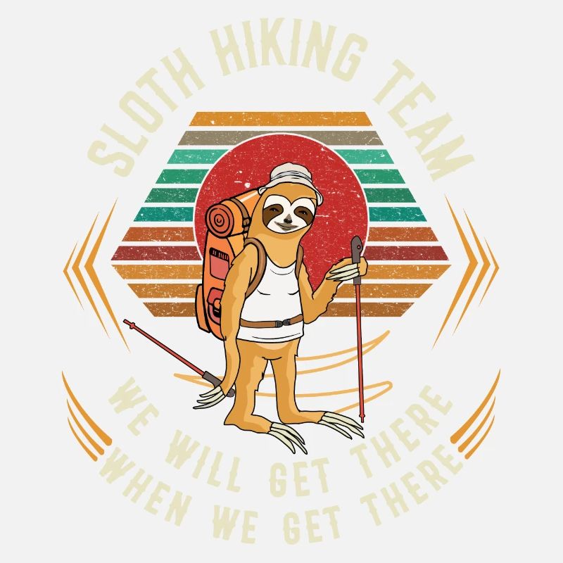 Retro Vintage Sloth Hiking Team We Will Get There