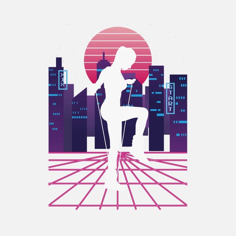 Vaporwave Synthwave Skyline Rope Jumping
