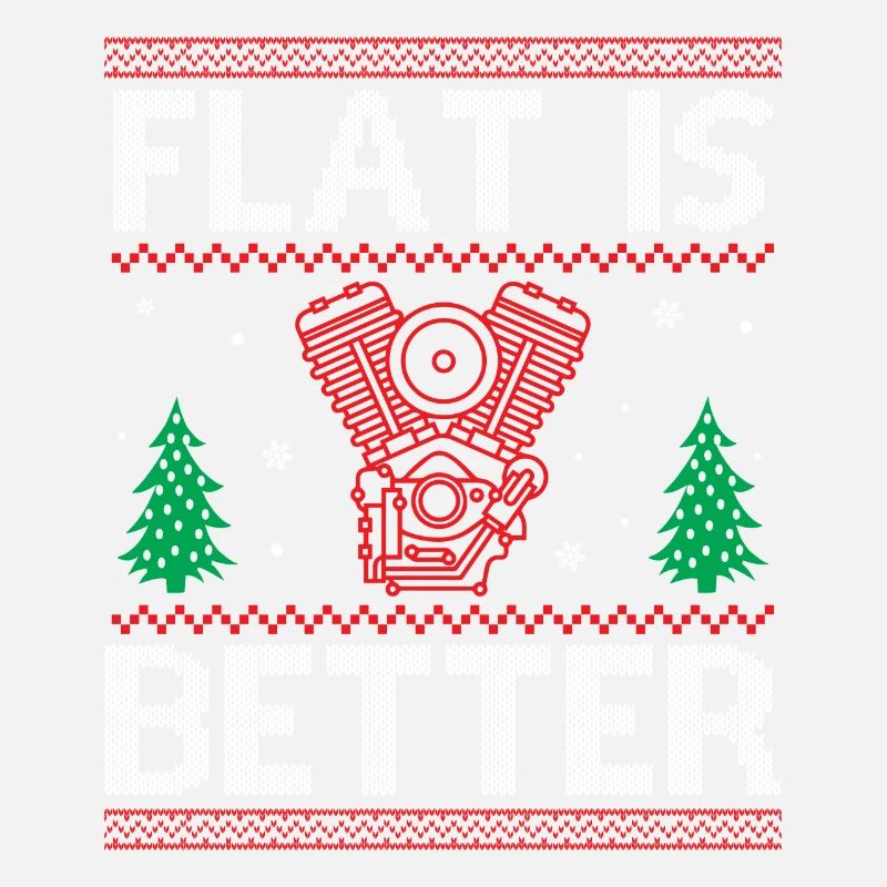Engine Car Tuning Ugly Christmas - Flat Is Better