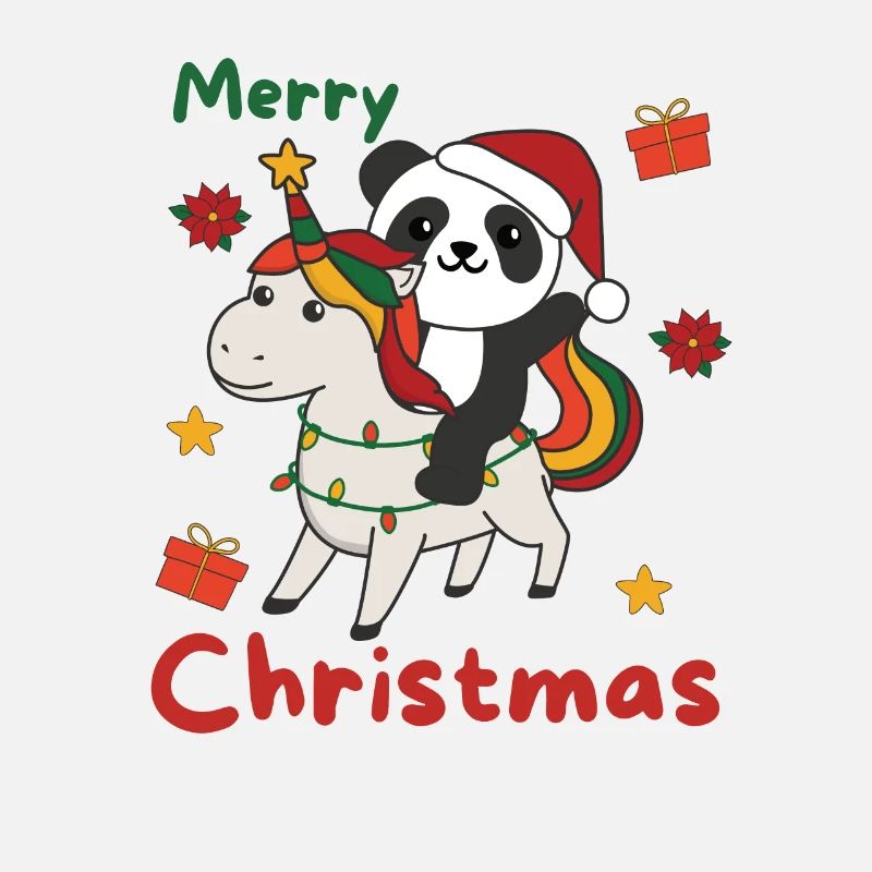 Licorne de Noël Panda Joyeux Noël Licorne