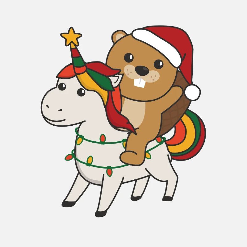 Licorne de Noël Castor Joyeux Noël Licorne