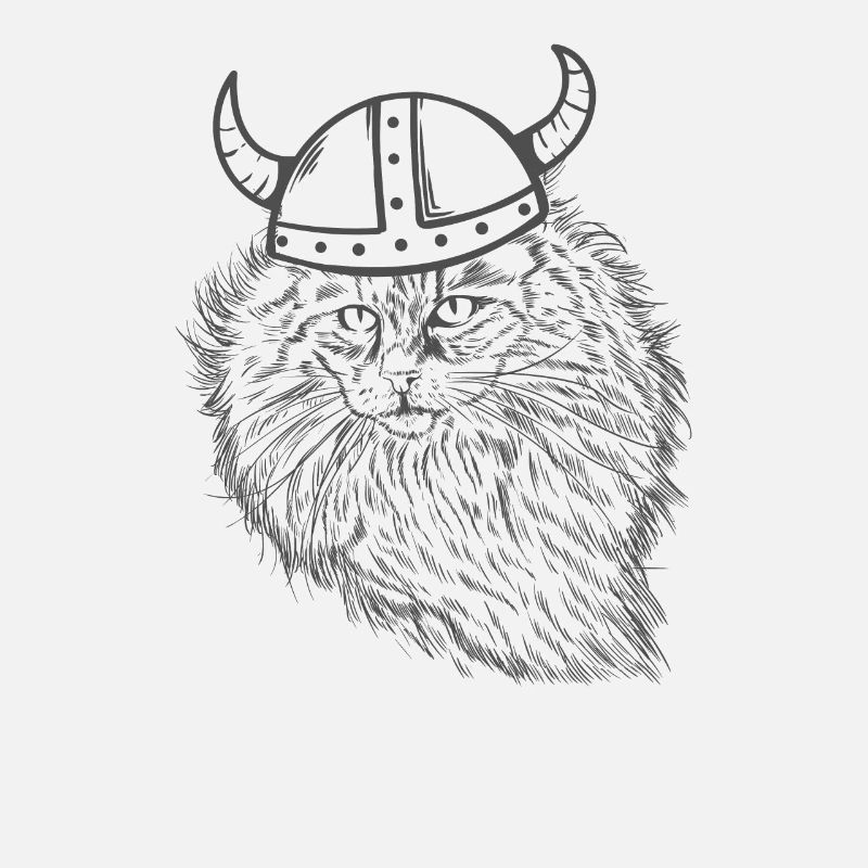 Norwegian Forest Cat mit Wikinger Helm