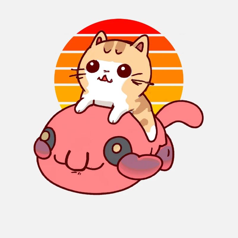 Katze reitet einen Blobfisch