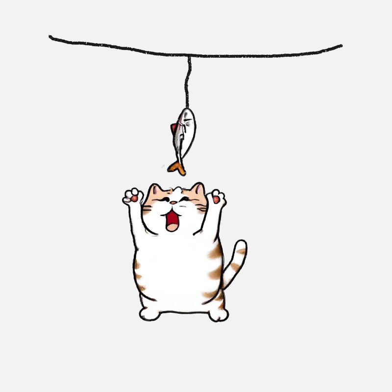 Le chat attrape le poisson