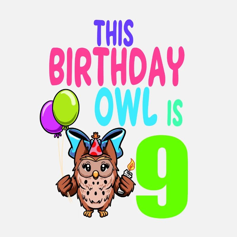 Eule Geburtstag Kinder Mädchen 9. Geburtstag Eule Liebhaber