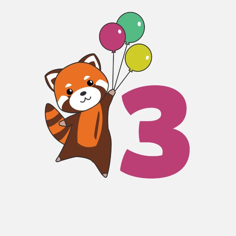 Roter Panda dritter Geburtstag Luftballons Kinder