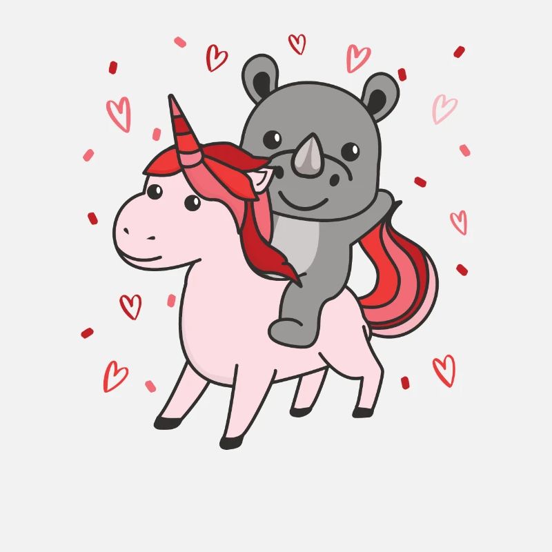Nashorn mit Einhorn Herzen Lieblingstier Herz