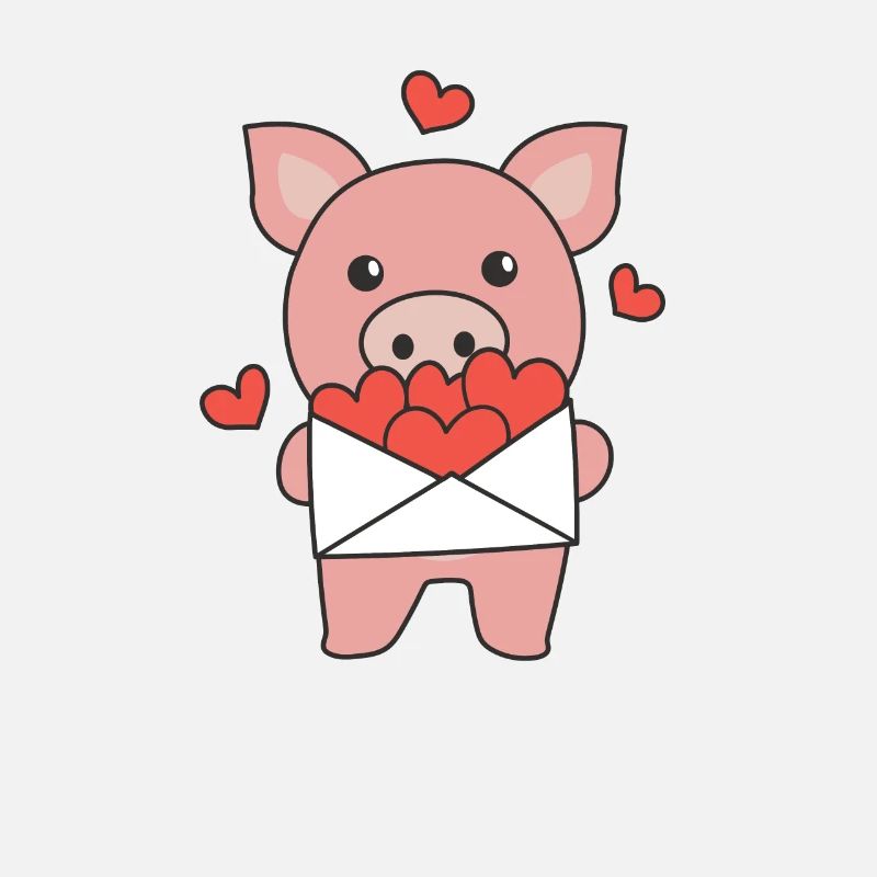 Cochon pour la Saint-Valentin animaux mignons avec des cœurs