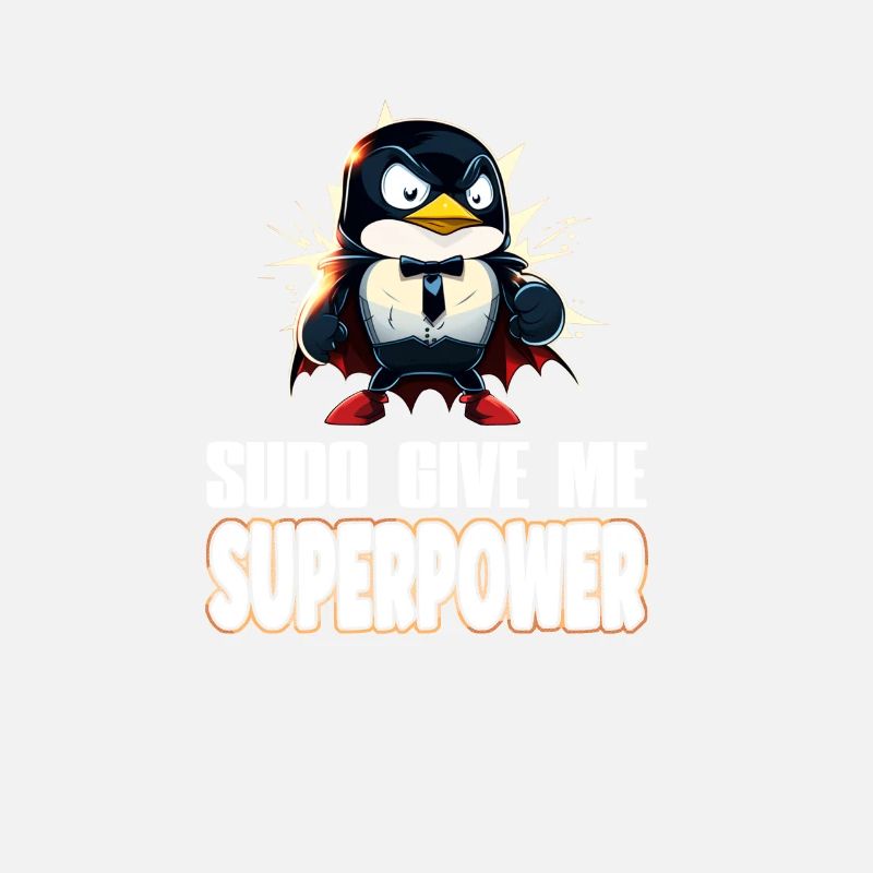 Linux Sudo Superpower Tux Superhero Penguin