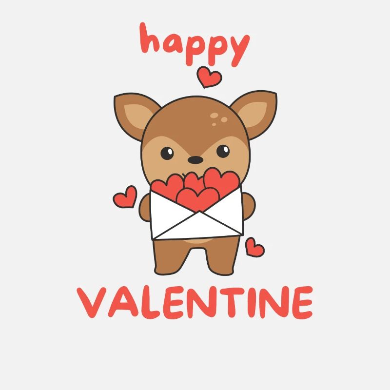Cerf pour la Saint-Valentin animaux mignons avec des cœurs