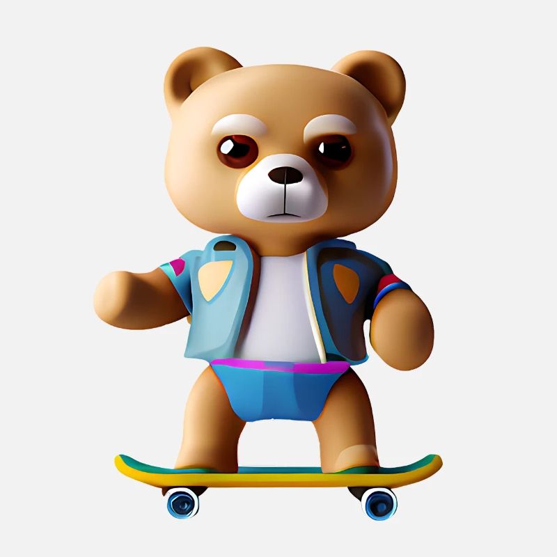 Cool bear sur skateboard - Style décontracté