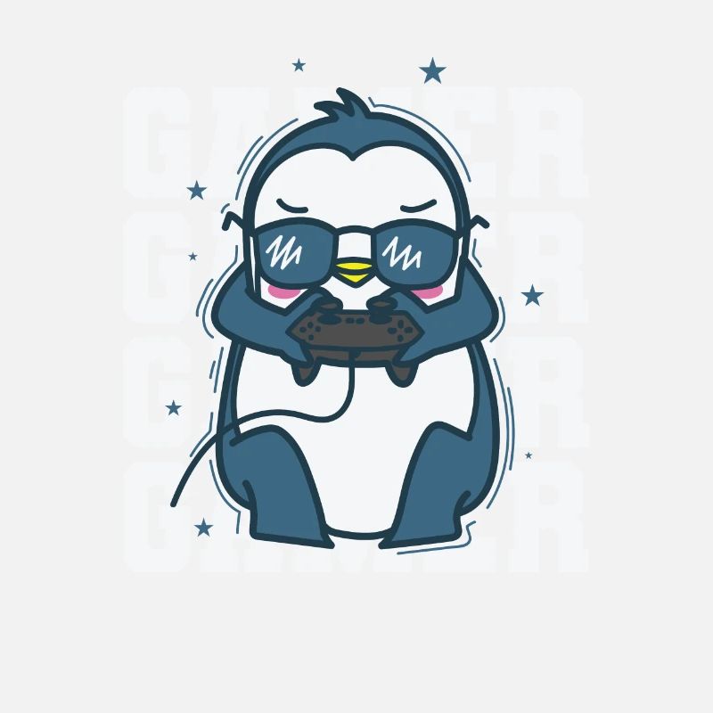 Penguin as a gamer with controller Antarctica