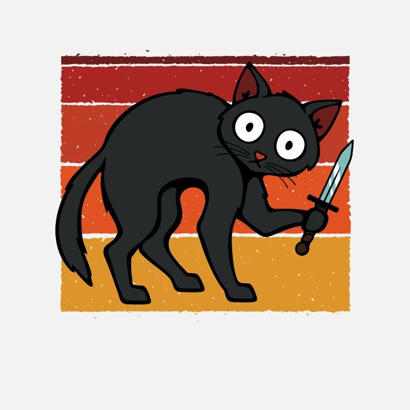 Verrückte Katze mit Messer