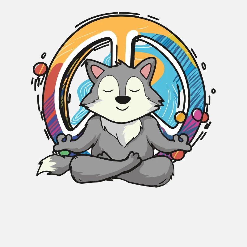Hippie Wolf Friedenszeichen Yoga Cool Wolf Lustiger Hippie
