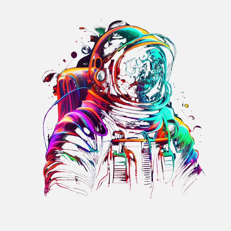 Outer Space Line Art Colorful Fun Spaceman