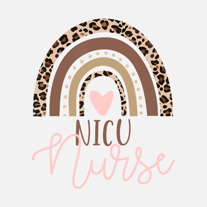 NICU Nurse ICU Neonatal Leopard Rainbow